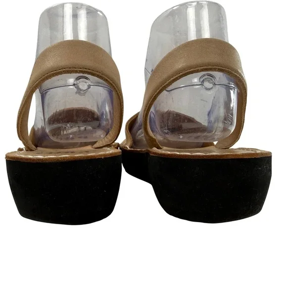 Pons Avarca Women Tan Leather Slingback Wedge Sandals Size 7 Comfort Spain - Picture 3 of 9